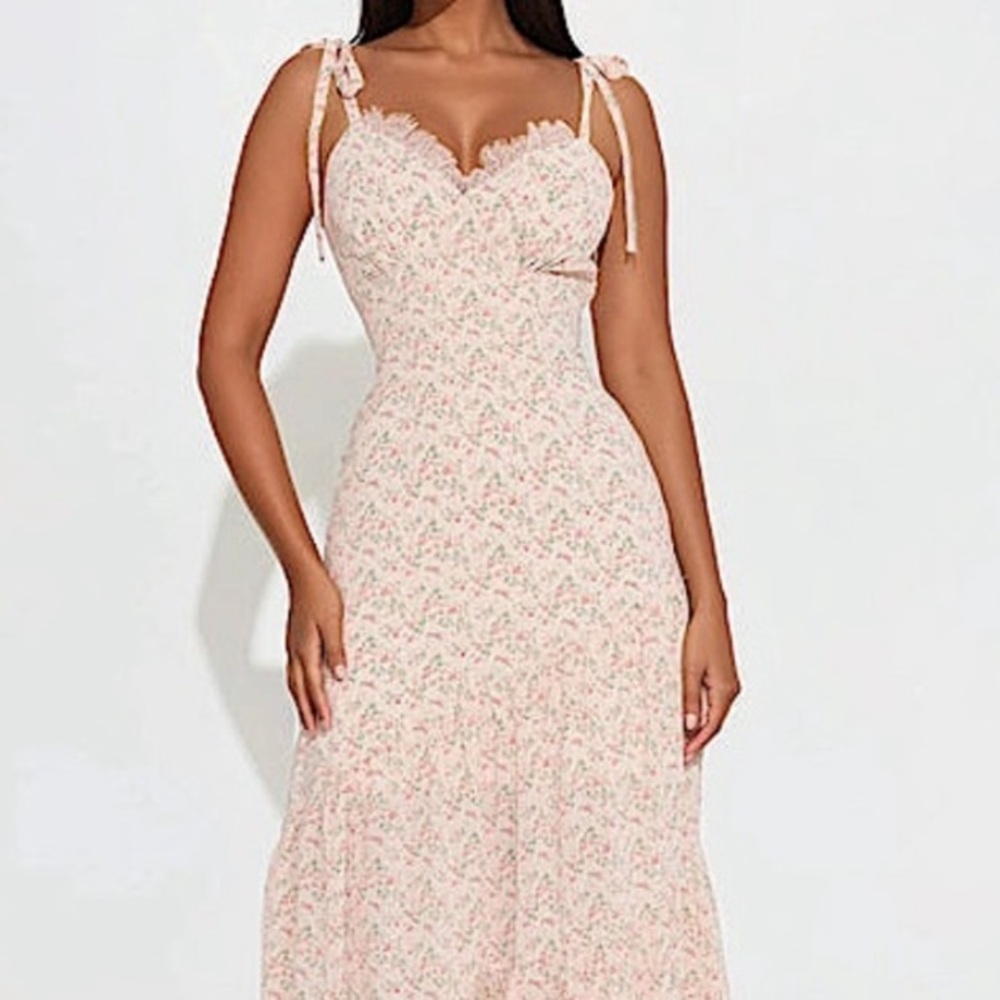 🌷NWOT Tie Shoulder Floral Maxi Dress Sz L🌷 - Picture 9 of 9